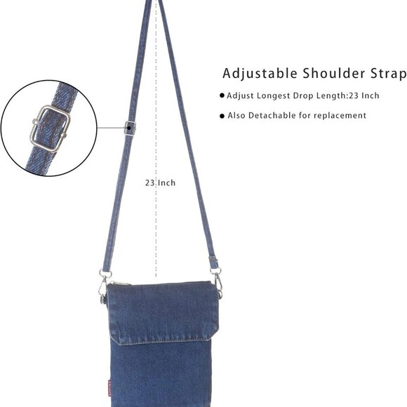 Small Denim Purse Blue Jean Purse Shoulder Bag Denim Crossbody Bags for Women - Picture 5 of 6